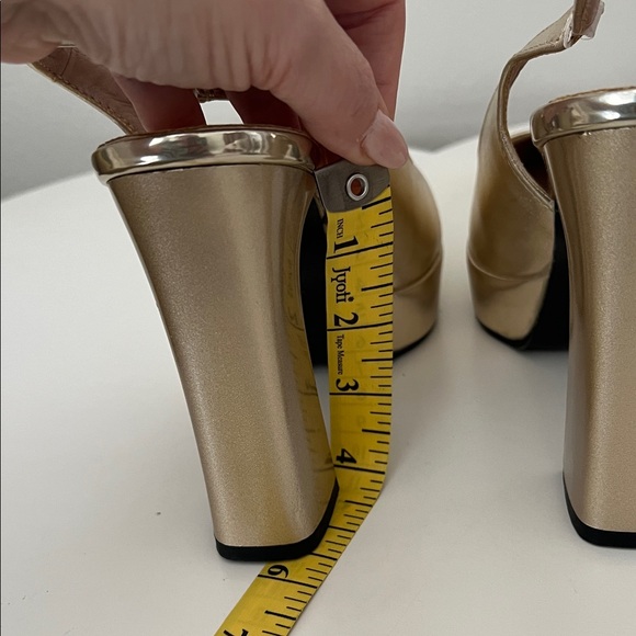 Chic Gold Platform Slingback Heels - Picture 2 of 10